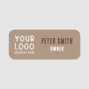 Etiqueta De Nome Rustic Charm Kraft Paper Nome do Logotipo Comercia