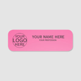 Etiqueta De Nome Rústico Rosa Bege Logo Personalizado Funcionário 