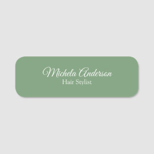 Etiqueta De Nome Sage green hair stylist adicionar nome ao site de
