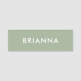 Etiqueta De Nome Sage Green Modern Script Custom Employee ID