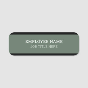 Etiqueta De Nome Sage Verde e Preto Moderno Limpo Distinctivo