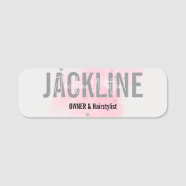 Etiqueta De Nome Salão de beleza elegante dourado e preto