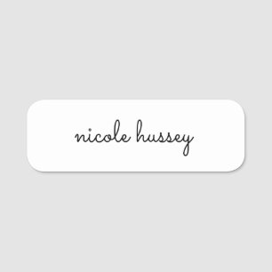 Etiqueta De Nome Script Branco Na moda Monograma Moderno Minimali