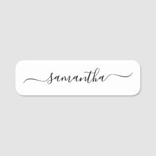 Etiqueta De Nome Script de Assinatura de Swash Elegante Preto