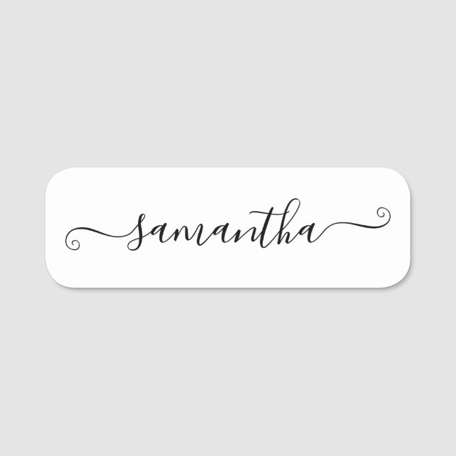Etiqueta De Nome Script de Assinatura Fofo Preto (Frente)