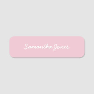 Etiqueta De Nome Script Moderno Minimalista Elegante Simples Rosa
