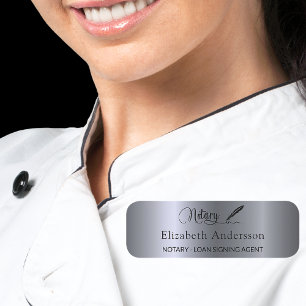 Etiqueta De Nome Script prateado do agente de assinatura de emprést