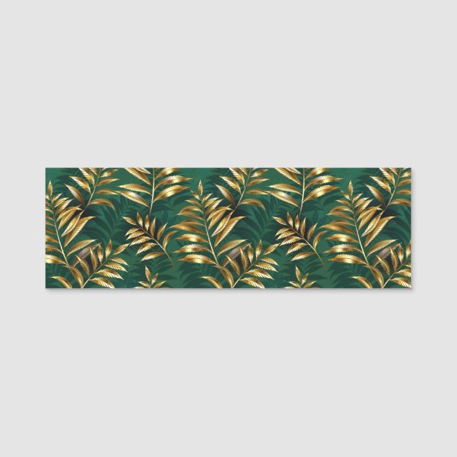Etiqueta De Nome Seamless pattern with golden ferns (Frente)