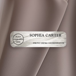 Etiqueta De Nome Serene Ripple Silver Custom