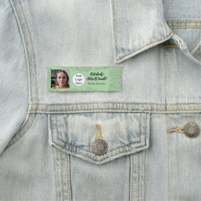 Etiqueta De Nome Serviços de doula de script verde sálvia (In Situ)