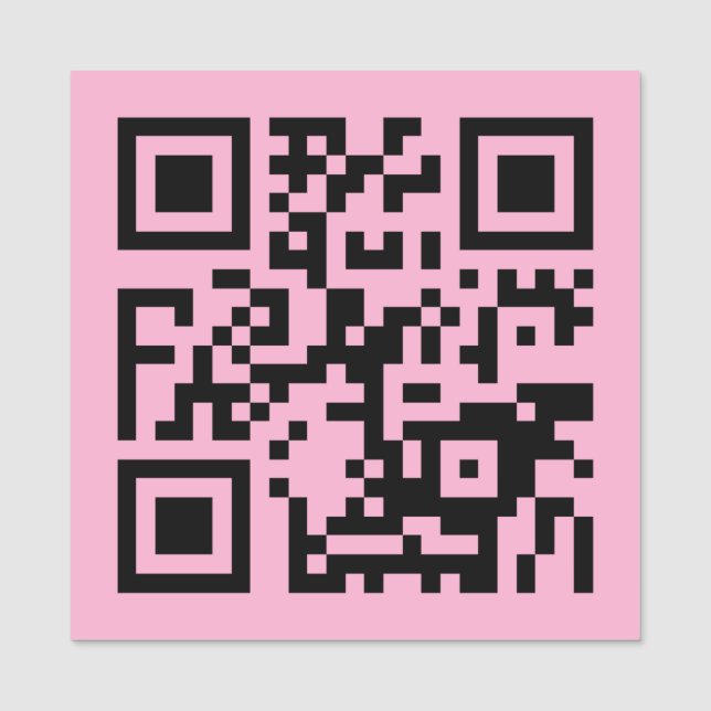 Etiqueta De Nome Seu Código QR em Rosa Claro (Frente)