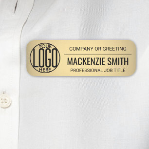 Etiqueta De Nome Seu logotipo corporativo Faux Dourado metalílico