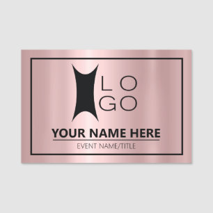 Etiqueta De Nome Seu logotipo no ouro cor-de-rosa metálico ID634