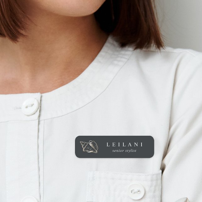 Etiqueta De Nome Shell de Conch Dourado Elegante (Criador carregado)