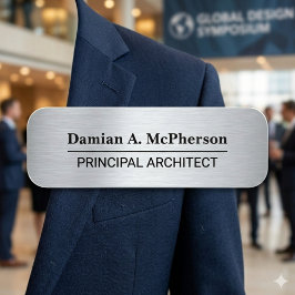 Etiqueta De Nome Silver & Black Custom Name Tag Design