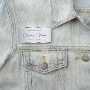 Etiqueta De Nome Silver de Tipografia Elegante de Modelo de Script 