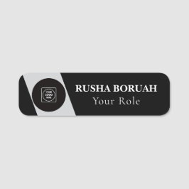 Etiqueta De Nome Silver Gray Gradient Logo Staff Badge nametags
