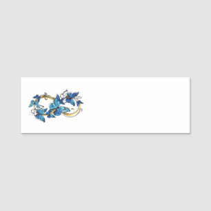 Etiqueta De Nome Símbolo Infinito de Borboletas Azuis Morpho