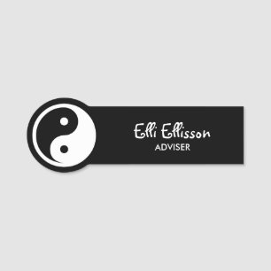 Etiqueta De Nome Símbolo Yin Yang - tatuagem sólida design 2