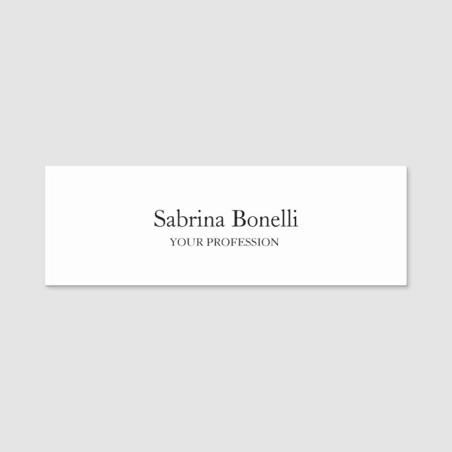 Etiqueta De Nome Simples e elegante simples branco (Frente)