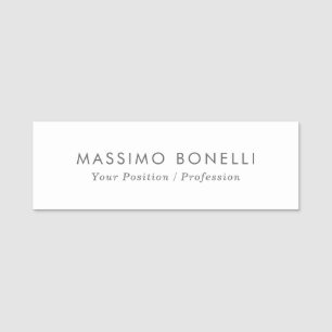 Etiqueta De Nome Simples Minimalista Elegante Moderno Branco