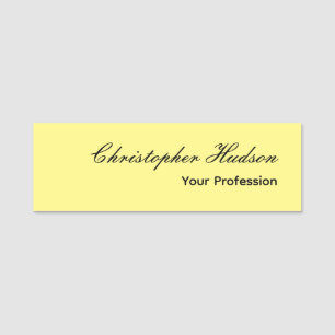 Etiqueta De Nome Simples profissional Amarelo claro minimalista mod