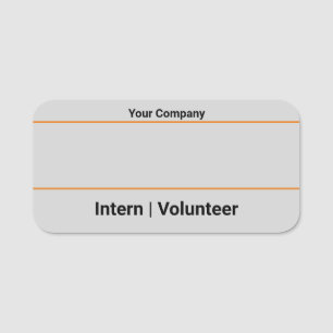 Etiqueta De Nome SMB Intern Volunteador Temporário Cinza de Função 