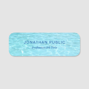 Etiqueta De Nome Tendy Blue Water Nature Elegante Modelo moderno