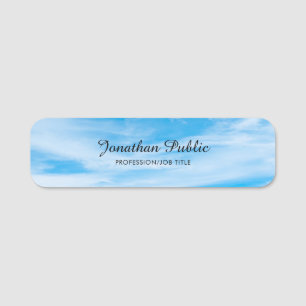 Etiqueta De Nome Tendy Nature Blue Sky Clouds Modelo