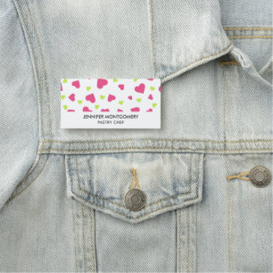 Etiqueta De Nome Teste padrão de caída cor-de-rosa e verde bonito