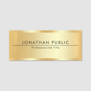 Etiqueta De Nome Texto Personalizado Glamor Dourado Simples Modelo