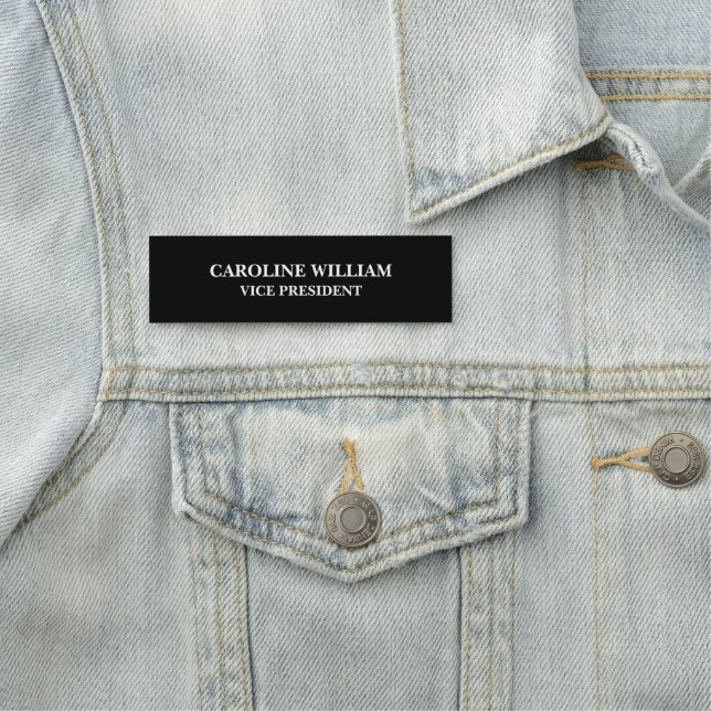 Etiqueta De Nome Texto Personalizado Simples Preto e Branco (In Situ)