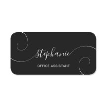 Título do Cargo Curvo de Script Elegante Preto e B