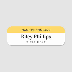 Etiqueta De Nome Título do Nome da Empresa Amarelo & Branco Limpo