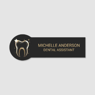 Etiqueta De Nome Trendy Professional Dental Assistant Dourado