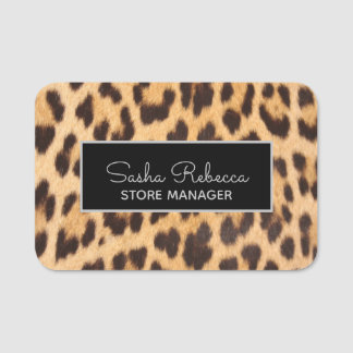 Etiqueta De Nome trendy safari na moda das manchas-leopardo cheetah