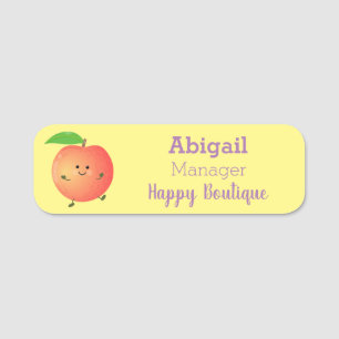 Etiqueta De Nome Um desenho animado amarelo de pêssego bonito