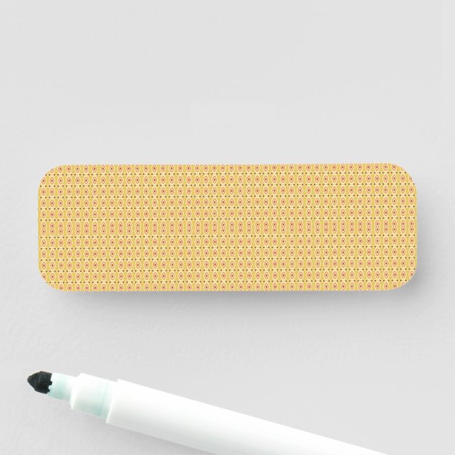 Etiqueta De Nome um fundo laranja e amarelo com círculos (In Situ)