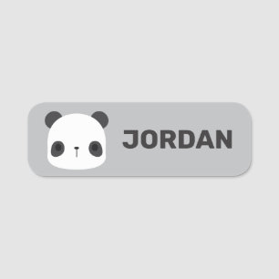 Etiqueta De Nome Urso Panda Bonito com Nome Personalizado