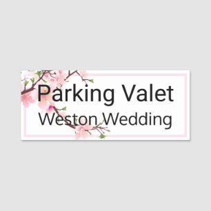 Etiqueta De Nome Valet Wedding Cherry Blossoms Magnético Back