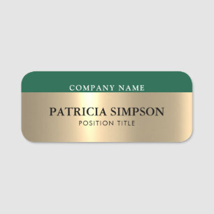 Etiqueta De Nome Verde Dourado E Escuro Para Casual De Negócios Ou 
