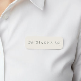 Etiqueta De Nome Verde elegante e botânico creme