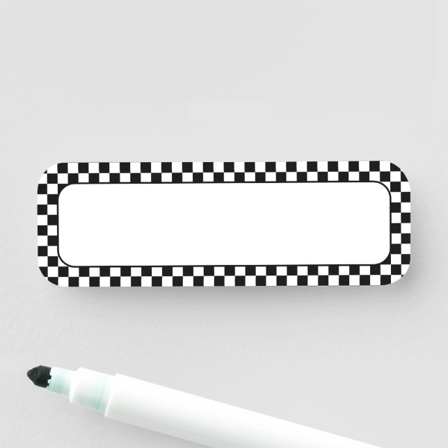 Etiqueta De Nome Verificação Preta e Branca (In Situ)