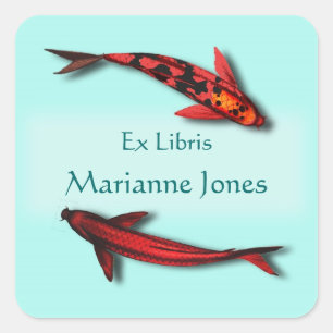 Etiqueta de nome vermelha do Bookplate dos peixes