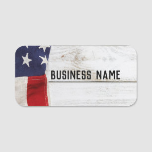 Etiqueta De Nome Vintage American Flag