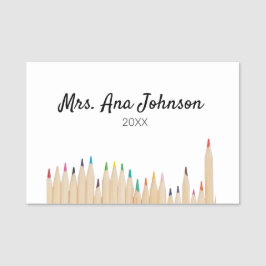 Etiqueta De Nome Voltar à escola: lápis coloridos adicionar nome an