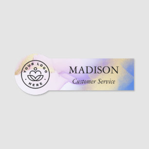 Etiqueta De Nome Watercolor Lilac Luxury Nome Personalizado Dourado