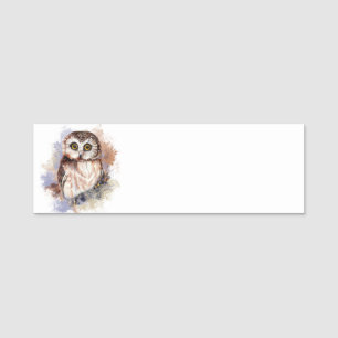 Etiqueta De Nome Watercolor Owl Bird