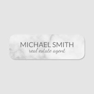 Etiqueta De Nome White Marble Modern Professional Personalizado