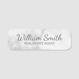 Etiqueta De Nome White Marble Modern Professional Personalizado